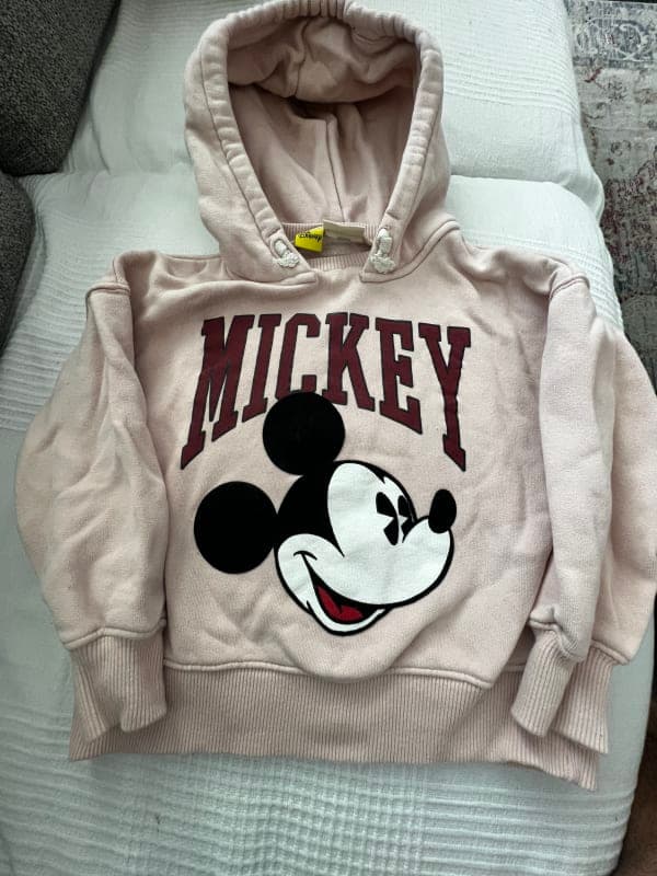 ZARA Kids Disney Mickey Mouse Pullover Hoodie β Pastel Pink/Beige